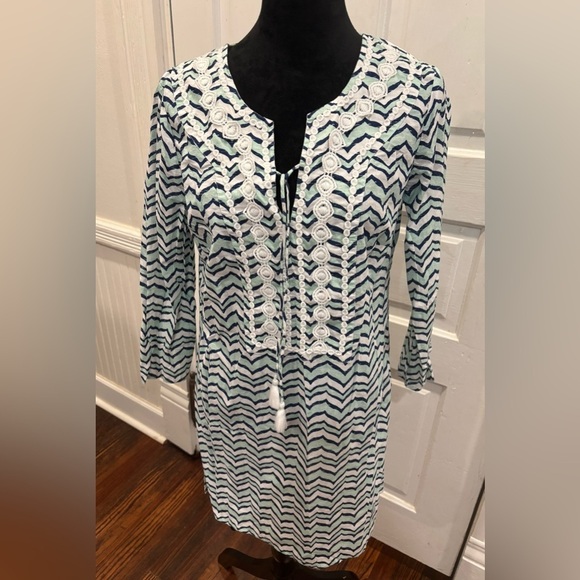Vineyard Vines Other - Vineyard Vines Whale Tail Chevron Lace Trim Beach Cover Up Dress Sz Xs Rn134578